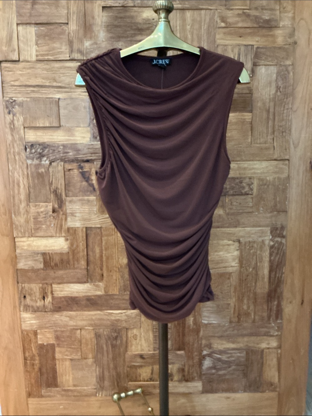J. Crew Chocolate Ruched Sleeveless Tank Top